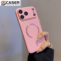 Coque de téléphone magnétique anti-chute avec protection d'objectif intégrée, texture litchi couleur aurore, style luxe pour iPhone 18pm/18pro-13series
