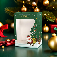 Weihnachtliche Goldgeprägte Transparente Geschenktüte mit Seilgriff Weihnachtsmann-Rentier-Design - Weiße Kartonverpackung