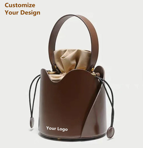 Leather women's bucket <b>bag</b> fashion drawstring crossbody <b>bag</b> custom logo women's handbag bucket <b>bag</b> - Product Image 1