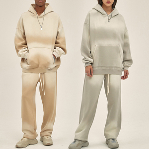 Ensemble sweat-shirt et pantalon de survêtement unisexe KIingSen OEM, délavé à l'acide, polaire doux, respirant, hiver, streetwear, polyester/coton, 400g - Product Image 1