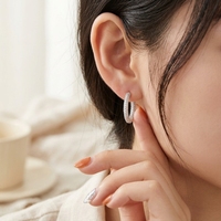 Magnifiques Boucles d'Oreilles Créoles Chunky en Argent Sterling 925, Micro-Pavé de Moissanite, Bijoux de Luxe pour Femme