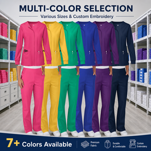 Uniformes Médicos para Farmacias y Laboratorios, Conjuntos de Uniformes Quirúrgicos Unisex de Color Sólido, Lavables, Elásticos y Tejidos - Product Image 3