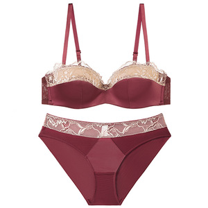 Conjunto de Lencería de Satén con Encaje para Mujer, Elegante Sujetador con Aros y Braguita, Conjunto de 2 Piezas, Lencería Sexy para Mujer, OEM ODM - Product Image 6