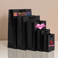 Sac de shopping en papier cartonné épais personnalisé avec logo, de luxe, blanc, rose, noir, pour l'emballage de cosmétiques