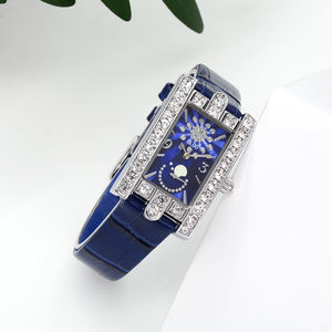 Fashion Brand Ladies Leather Quartz <b>Watch</b> Gift <b>Set</b> Diamond Bezel Luxury Square Women <b>Watch</b> - Product Image 3