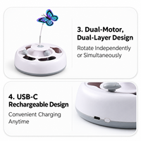 Jouet électrique 3-en-1 pour chat : Papillon interactif, souris cachée et balle roulante automatique