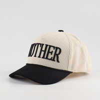 Casquette de baseball en velours côtelé Oxford à 5 panneaux, logo brodé 3D gonflé doré personnalisé, sangle réglable, bicolore, style Dad Hat à pois
