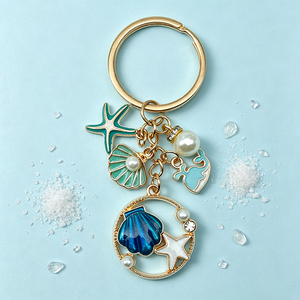 Porte-clés marin en alliage de zinc antirouille, logo personnalisé, émail, pieuvre, sirène, porte-clés en métal, souvenir océanique, pour promotion - Product Image 3