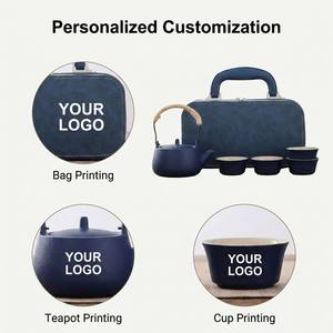 MSH Customized Logo 1-Pot 4-Cup Ceramic <strong>Teapot</strong> <strong>Set</strong> with Gilded Design for Business Gift - Product Image 3