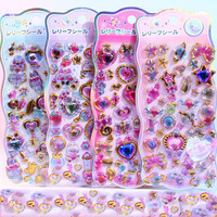 Autocollants en résine 3D mignons avec pierres précieuses et dorure, décoratifs Kawaii pour scrapbooking, journal, bricolage et fournitures de papeterie