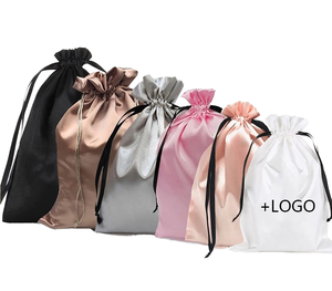 Luxury Satin Pouch Drawstring Custom Logo Printed Dust Bag Available Silk White Black for <strong>Textile</strong> <strong>Packaging</strong> Gifts Promotions - Product Image 1