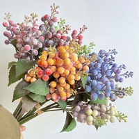 Karangan Bunga Berry Buatan, Blueberry, Buah Wattle, Buket Bunga Palsu Musim Gugur, Dekorasi Rumah Hari Valentine, Hiasan Meja