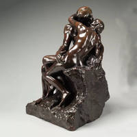 Sculpture en bronze patiné vert en bronze coulé sur mesure de la statue du baiser Rodin
