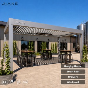 Pergola en aluminium coupe-vent Jiake avec chauffage suspendu et toit à lames orientables intelligentes pour terrasse extérieure, patio, <span class=keywords><strong>jardin</strong></span>, terrasse de brasserie - Product Image 1