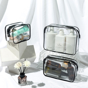 Transparent Pvc Cosmetic Bag Rectangle Waterproof <b>Storage</b> <b>Toiletry</b> Bag For Travel Cycling Outdoor Use 1-3L Solid Color - Product Image 3