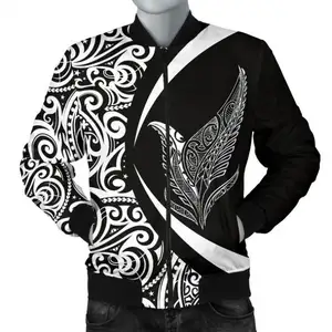 New Zealand White Leaf Tribe Fern Maori Men's Bomber Jacket Mens Women Unisex Clothes Flight jacket Autumn And Winter Coat