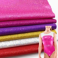 Kain Rajut Foil Metalik Holografik Berkilau Khusus, Bahan Nilon Spandex Elastis 4 Arah untuk Bikini, Pakaian Renang, dan Pakaian Olahraga