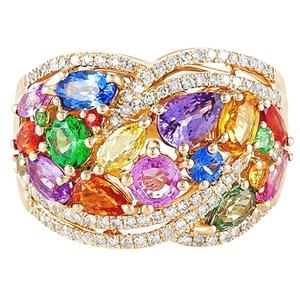 Wholesale <b>Two</b> Tone Plating Colorful Gemstone <b>Ring</b> 925 Sterling Silver Anniversary <b>Ring</b> - Product Image 3