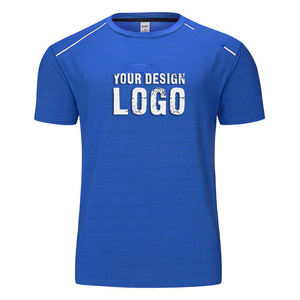 T-shirt pour homme en polyester respirant et à séchage rapide, coupe ajustée décontractée pour l'été, idéal pour la course à pied, la salle de sport et le sport, faible MOQ, personnalisable - Product Image 3