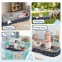Canapé-lit pliant pour enfants personnalisé 2-en-1, lit de voyage portable, oreiller, couverture, coussin en éponge de style boîte, revêtement en coton pur
