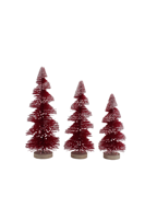 Mini sapin de Noël rouge en plastique, ornement de bureau, petites décorations, avec effet floqué et neige artificielle, simulation de pin bonsai, pour aménagement de comptoir