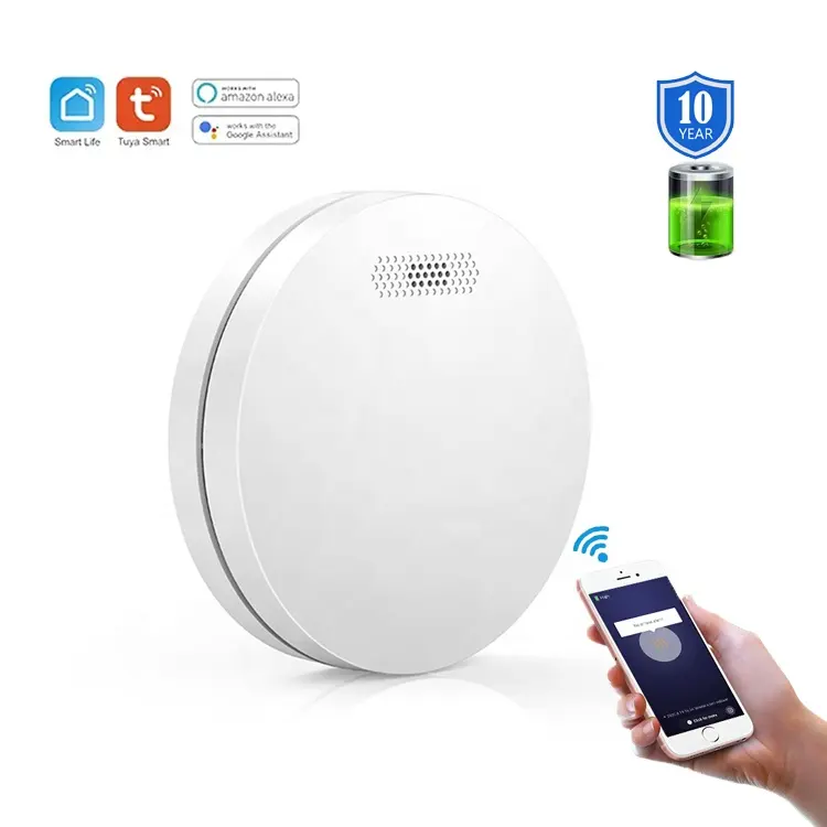 Factory Price Wholesale Smart Tuya WiFi Sealed 10 Years DC 3V Lithium Battery Smoke Detector For Security Alarm System