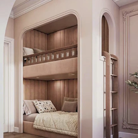 Lit superposé familial de 1,5 mètre au design minimaliste et moderne, en bois massif, taille adulte, compact, double sur double, multifonctionnel pour les petits espaces
