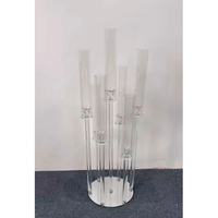 Support de bougies en acrylique transparent à 7 bras, centre de table, candélabre, décoration de table pour mariage et fête