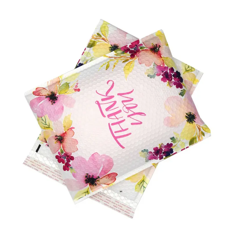 Flower mail order plastic poly bag custom thank you bubble mailer envelope printed with logo