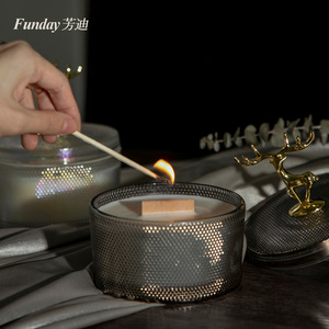 Funday Scented Candle Round Glass With Antler Lid Floral Fragrance Wedding Decor - Product Image 3