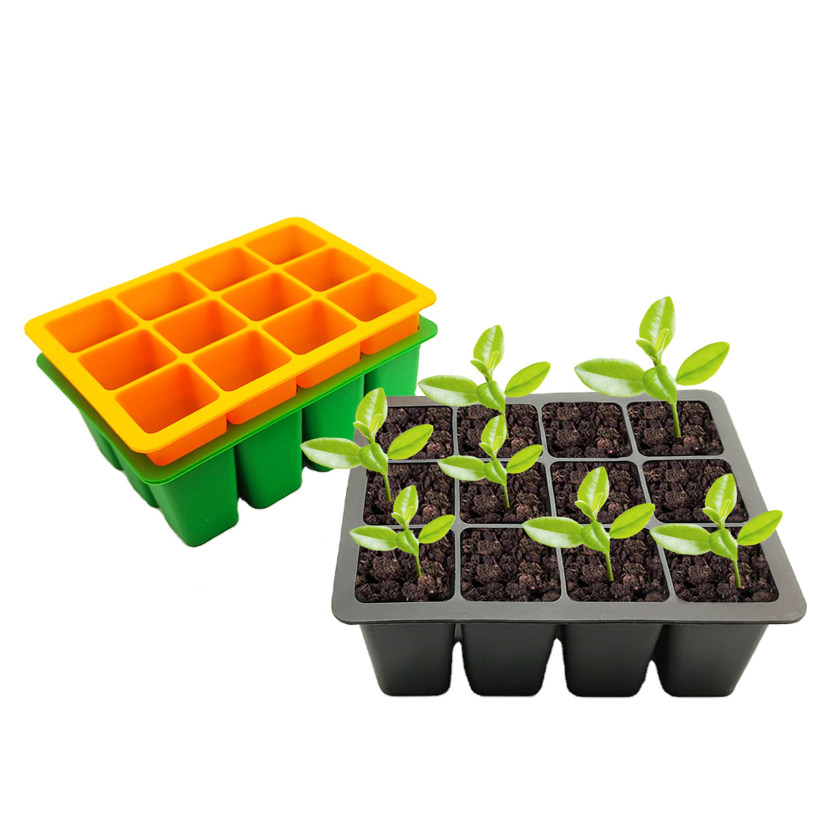 12 ячеек, многоразовый силиконовый сельскохозяйственный Набор для выращивания растений