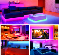 Tira de LED RGB SMD 5050 de 12V CC, 5m, 60 LED/m, con Control Remoto IR de 24/44 Teclas, para Cambio de Color, Impermeable IP67