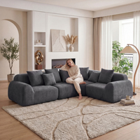 Übergroßes Cloud-Velvet Gebogenes Ecksofa 118' Knochenloses Quadratisches Chaiselongue-Set Gepolstert mit Kompressions-Memoryschaum Modulares Set