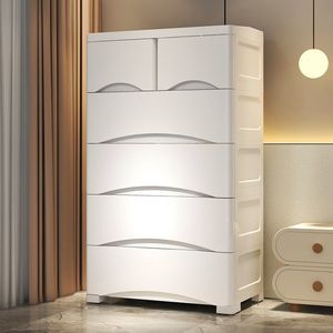 풀 아웃 서랍이있는 다채로운 플라스틱 침실 옷 정리 수납 쌓을 수있는 바퀴 캐비닛 - Product Image 1