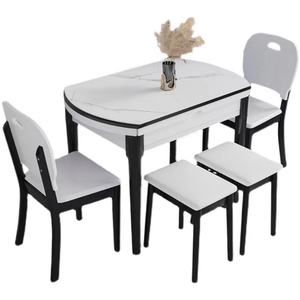 Table à manger moderne de luxe en ardoise blanche avec 6 chaises pour ensembles de meubles de salle à manger - Product Image 3
