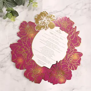 Cartes de <span class=keywords><strong>menu</strong></span> en papier pailleté de grande taille avec motif de fleurs de cerisier, rose, pour hôtel, réception de mariage - Product Image 4