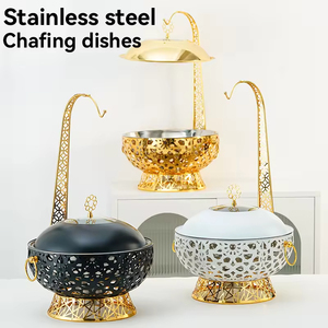 <span class=keywords><strong>Chauffandise</strong></span>-chauffe-plats pour buffet chauffe-plats de luxe ensemble de buffet chauffe-plats en or avec couvercle suspendu pour restaurant - Product Image 3