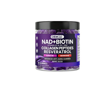 Suplemento Herbal de Fórmula Personalizada NAD+ Biotina Colágeno Resveratrol Vitamina D Gomitas de Zinc - Product Image 1