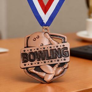 Médailles de championnat de bowling personnalisées de haute qualité en or, argent et bronze, en alliage de zinc universel avec ruban - Product Image 4