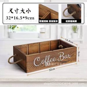 ที่เก็บถุงชาไม้ 32x16.5x9 ซม. พร้อมช่องเก็บของ กล่องเก็บของสำหรับบาร์กาแฟ ไม้เนื้อแข็ง ใช้ซ้ำได้ - Product Image 1