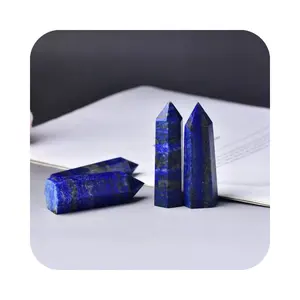 Grosir titik alami menara kuarsa terbaik penyembuhan Lapis Lazuli tongkat kristal titik biru kristal hadiah untuk fengsh