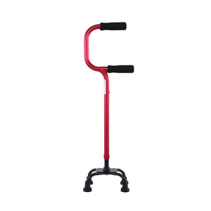 Bâton de marche télescopique en alliage d'aluminium rouge en forme de C Zhongshan Jiefu pour personnes âgées - Product Image 1