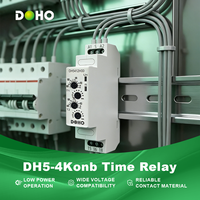 Relais temporisé miniature DOHO DH5-4Konb Series, faible consommation, 15A/10A AC/DC 24-240V, contacts en alliage d'argent, SPDT/DPDT, synchronisation