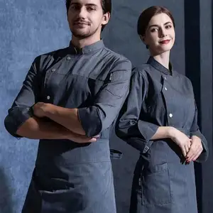 Özel logo şef restoran iş elbiseleri ekmek kek dükkanı yeni benzersiz tasarım moda iş elbiseleri yüksek kaliteli
