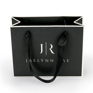 Brand Boutique Shop Retail <strong>Shopping</strong> Gift Tote <strong>Bag</strong> Customized Black <strong>Paper</strong> <strong>Bags</strong> with Your Brand Logo - Product Image 2