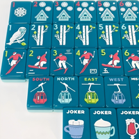 Tuiles de Mahjong Américaines Thème Station de Ski, Tuiles de Mahjong de Luxe, Tuiles de Mahjong Hiver, Ensemble de Voyage Mahjong pour Collection de Fêtes