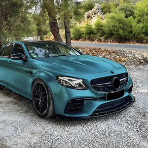 Mercedes-Benz E-Class W213 E63 AMG 2016-2020 Front Lip Splitter <b>Corner</b> <b>Protectors</b> Piano Black Carbon Fiber Texture ABS - Product Image 1