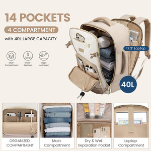 LOVEVOOK Mochila <span class=keywords><strong>de</strong></span> viaje para computadora portátil <span class=keywords><strong>de</strong></span> 17 "a la moda con 3 cubos <span class=keywords><strong>de</strong></span> embalaje Mochila impermeable aprobada por vuelo grande Weekender Daypack - Product Image 3