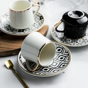 Керамический турецкий фарфор эспрессо, чайная кофейная чашка и блюдце, арабский кофейный набор с подарочной коробкой
