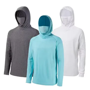 Fishing Shirts Long Sleeve Uv Mask Neck Protection Quick Dry Custom 100% Polyester Fishing Hoodie Upf 50 Hooded